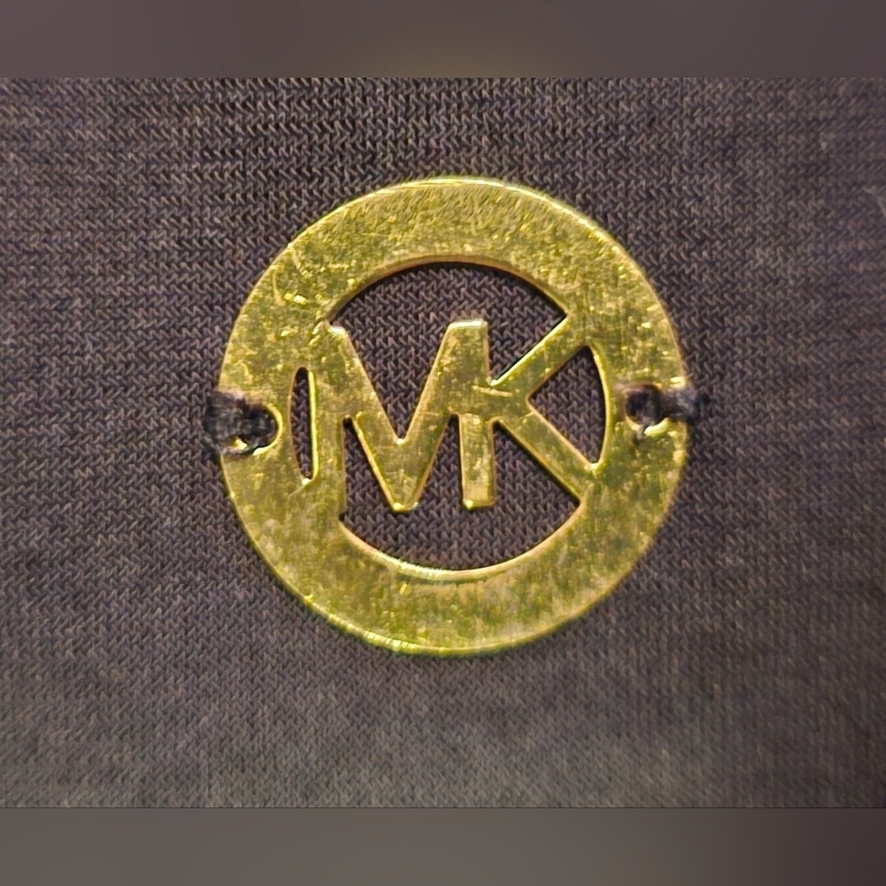 Michael Kors Black Cutout Ladder Sleeve Top | Gold Logo Detail - Picture 4 of 4